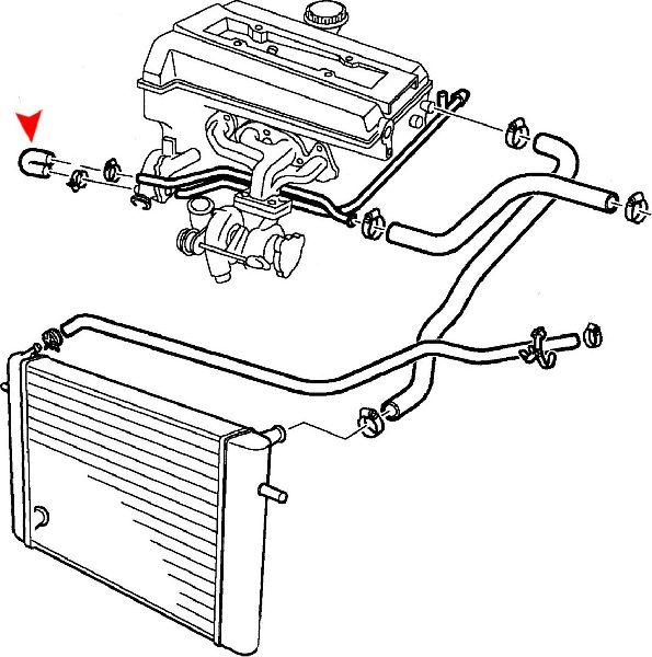 Engine Coolant Bypass Hose for 1994-1998 Saab 900 (URO Parts 9178849)
