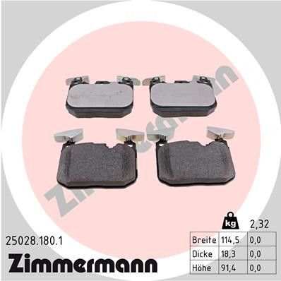 Disc Brake Pad Set - Front for 2018 BMW 318i (Zimmermann 25028.180.1)