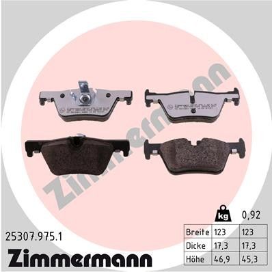 Disc Brake Pad Set - Rear for 2018 BMW 318i (Zimmermann 25307.975.1)