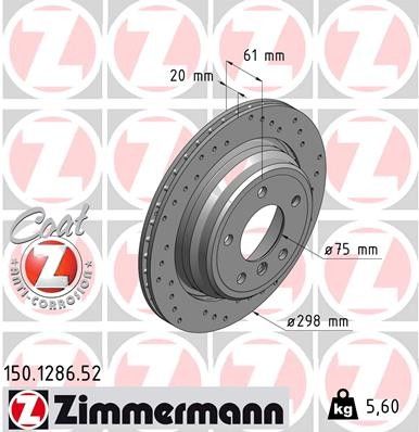 Disc Brake Rotor - Rear for 2001-2003 BMW 525i (Zimmermann 150.1286.52)